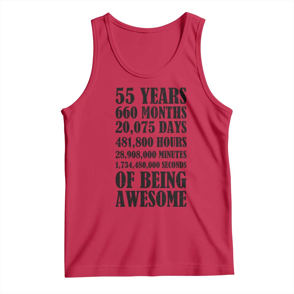 55th Milestone Birthday Tank Top 55 Years Of Being Awesome Graphic