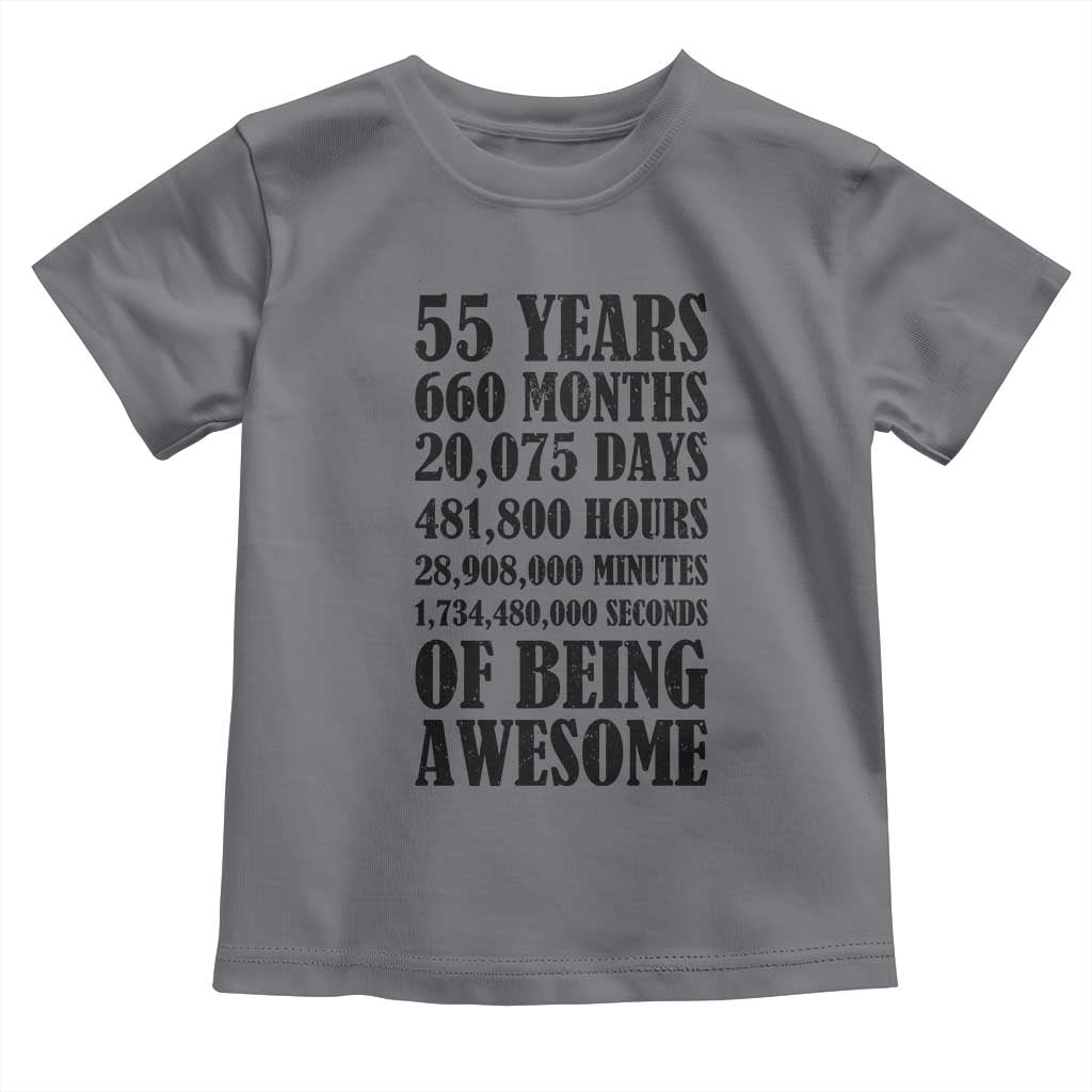 55th Milestone Birthday Toddler T Shirt 55 Years Of Being Awesome Graphic