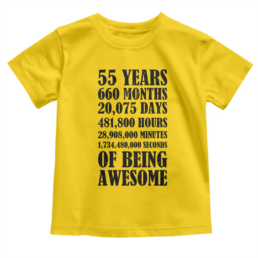 55th Milestone Birthday Toddler T Shirt 55 Years Of Being Awesome Graphic