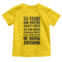 55th Milestone Birthday Toddler T Shirt 55 Years Of Being Awesome Graphic