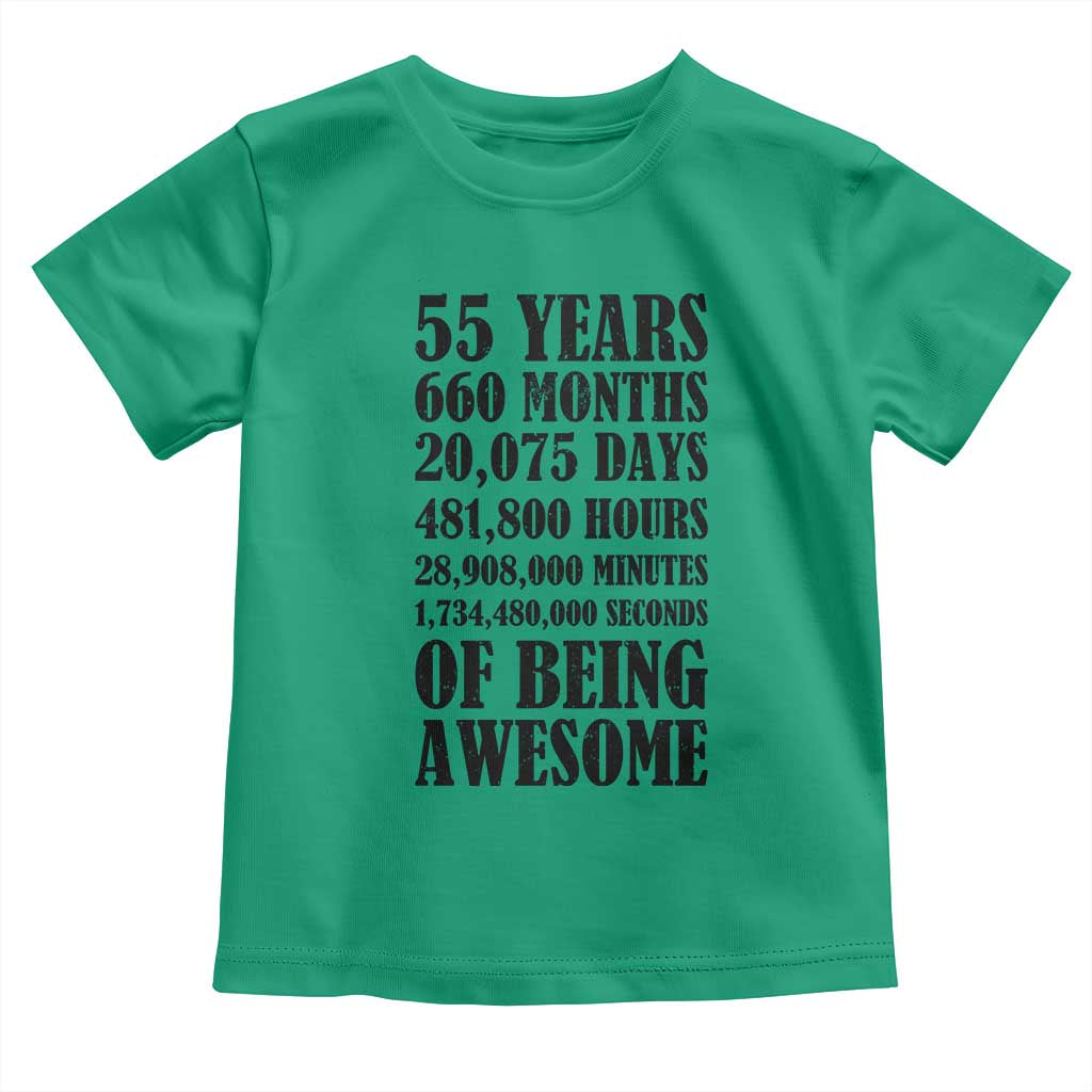 55th Milestone Birthday Toddler T Shirt 55 Years Of Being Awesome Graphic