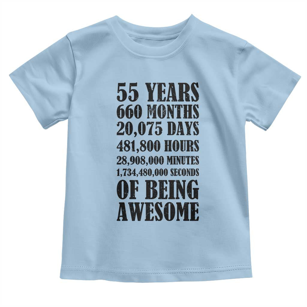 55th Milestone Birthday Toddler T Shirt 55 Years Of Being Awesome Graphic