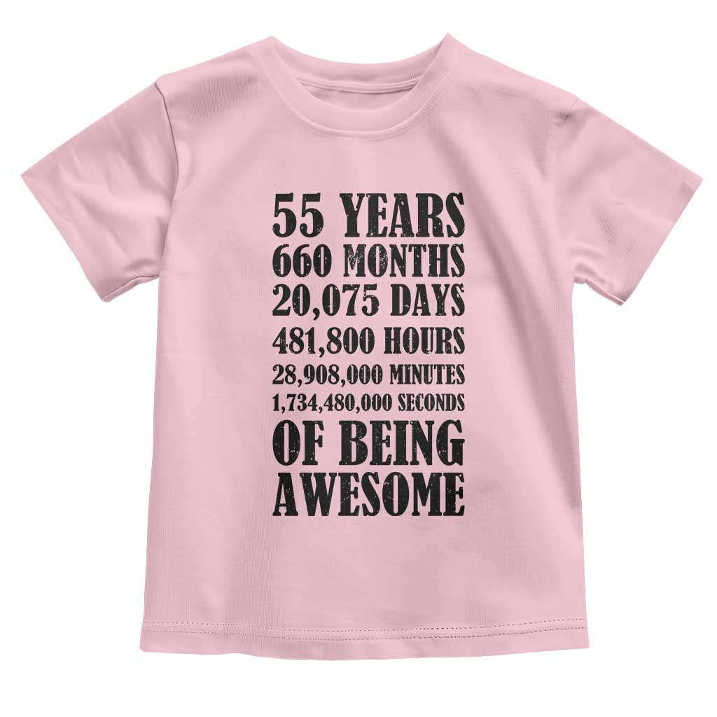 55th Milestone Birthday Toddler T Shirt 55 Years Of Being Awesome Graphic