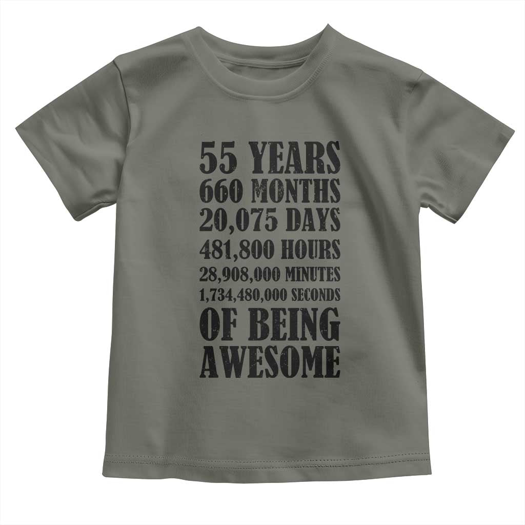 55th Milestone Birthday Toddler T Shirt 55 Years Of Being Awesome Graphic