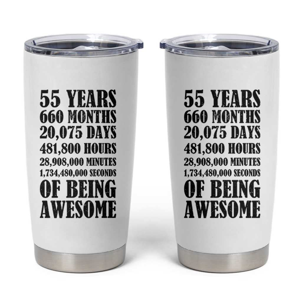 55th Milestone Birthday Tumbler Cup 55 Years Of Being Awesome Graphic