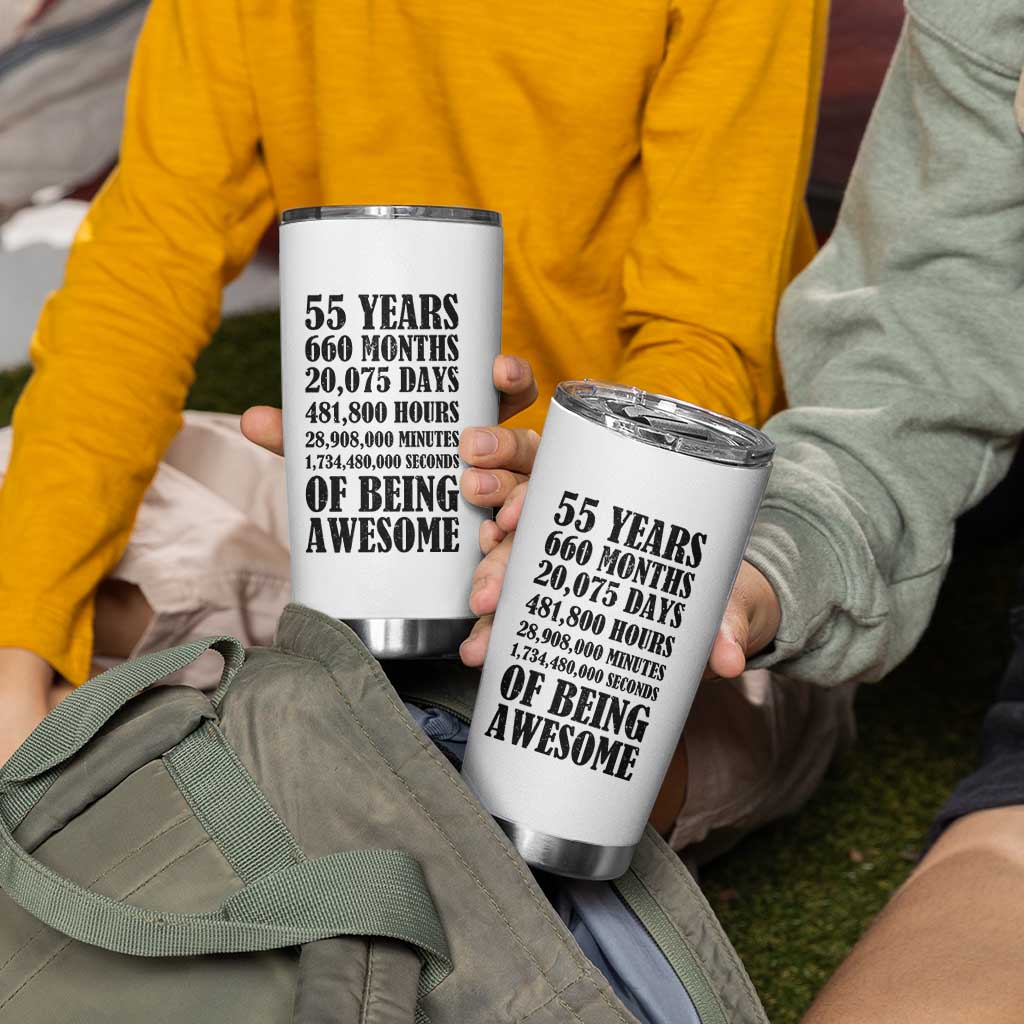 55th Milestone Birthday Tumbler Cup 55 Years Of Being Awesome Graphic