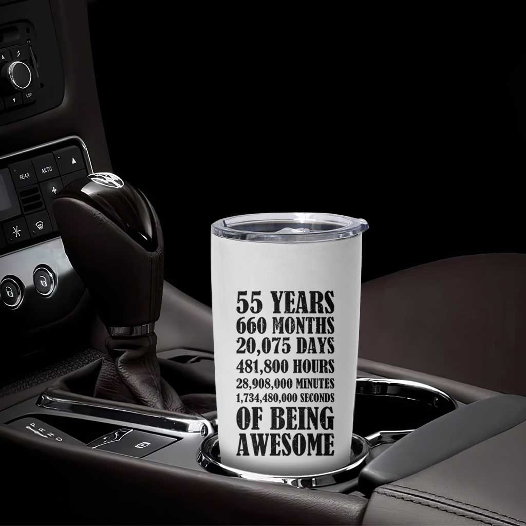 55th Milestone Birthday Tumbler Cup 55 Years Of Being Awesome Graphic