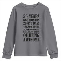 55th Milestone Birthday Youth Sweatshirt 55 Years Of Being Awesome Graphic