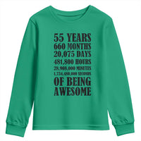 55th Milestone Birthday Youth Sweatshirt 55 Years Of Being Awesome Graphic