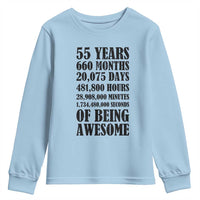 55th Milestone Birthday Youth Sweatshirt 55 Years Of Being Awesome Graphic