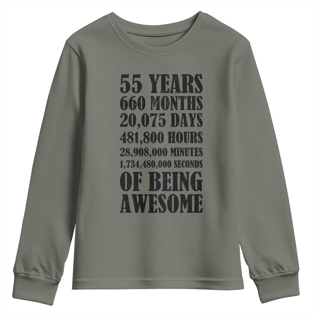 55th Milestone Birthday Youth Sweatshirt 55 Years Of Being Awesome Graphic