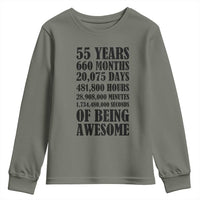55th Milestone Birthday Youth Sweatshirt 55 Years Of Being Awesome Graphic