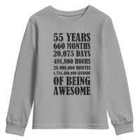 55th Milestone Birthday Youth Sweatshirt 55 Years Of Being Awesome Graphic