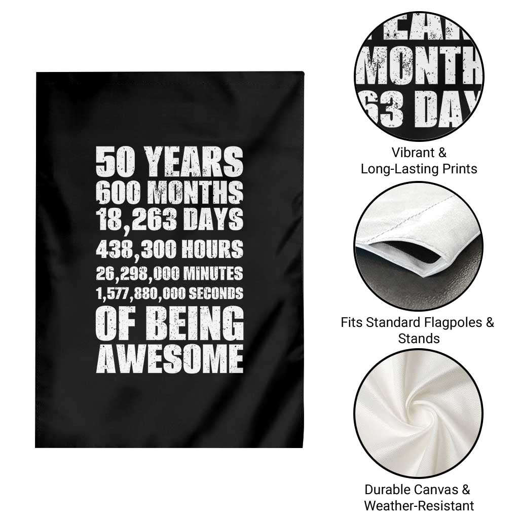 50 Years Of Being Awesome Garden Flag 50th Birthday Gift Idea