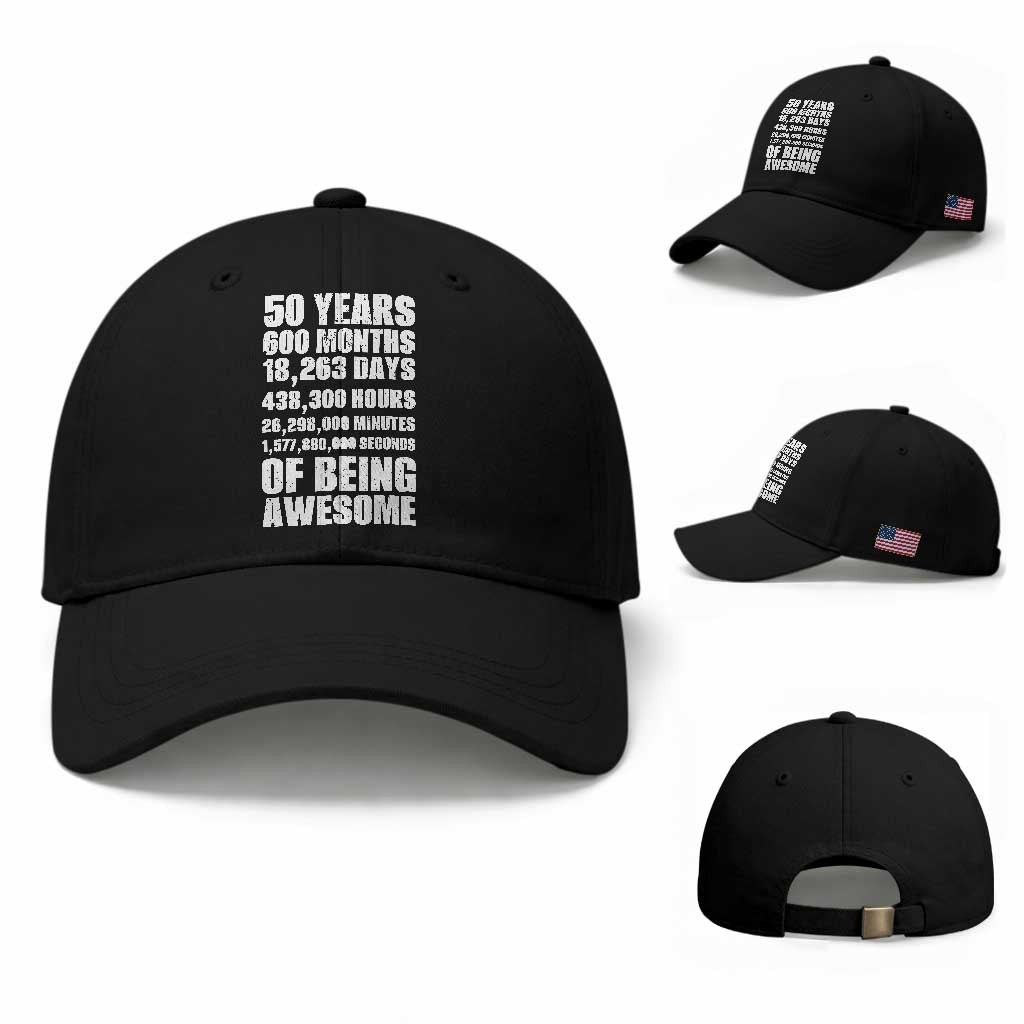 50 Years Of Being Awesome Baseball Cap 50th Birthday Gift Idea