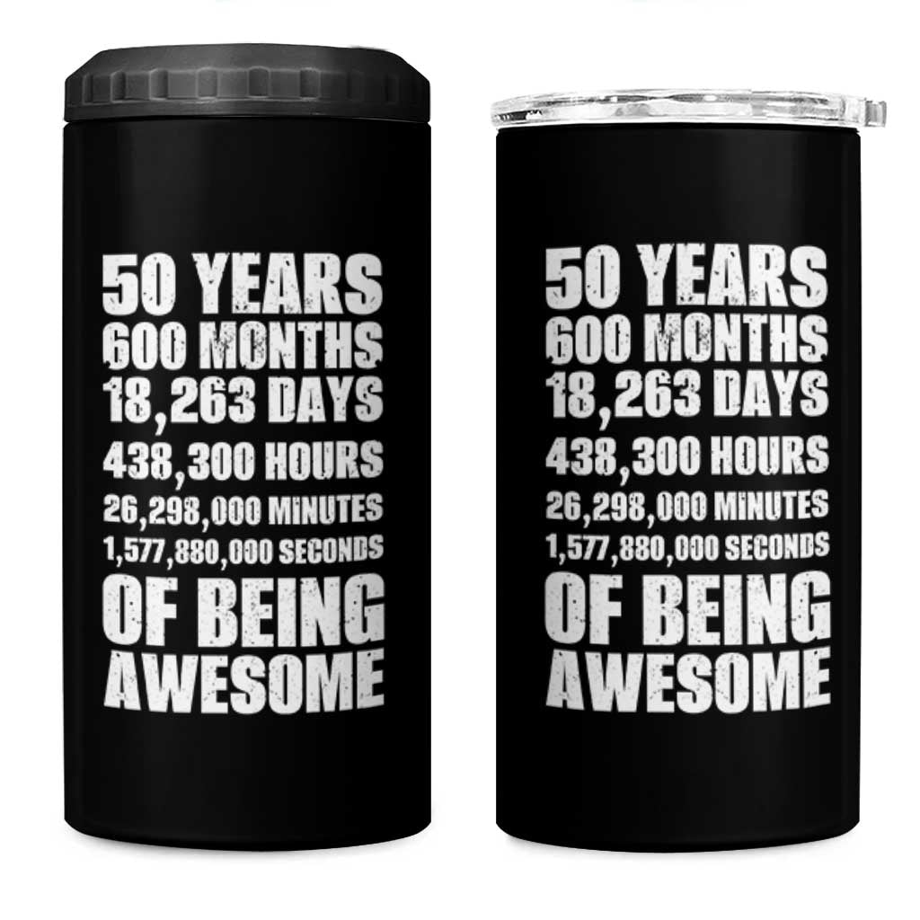50 Years Of Being Awesome 4 in 1 Can Cooler Tumbler 50th Birthday Gift Idea