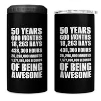 50 Years Of Being Awesome 4 in 1 Can Cooler Tumbler 50th Birthday Gift Idea