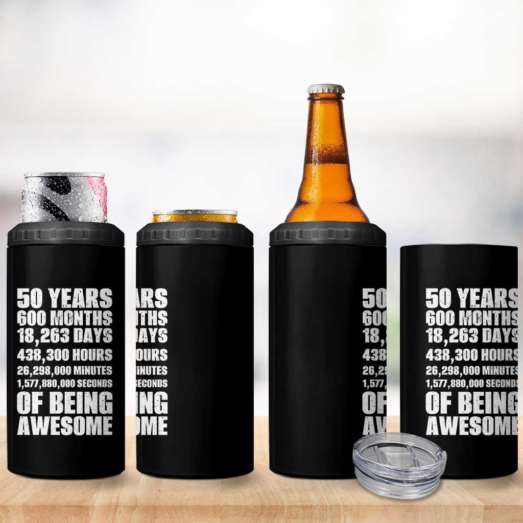50 Years Of Being Awesome 4 in 1 Can Cooler Tumbler 50th Birthday Gift Idea