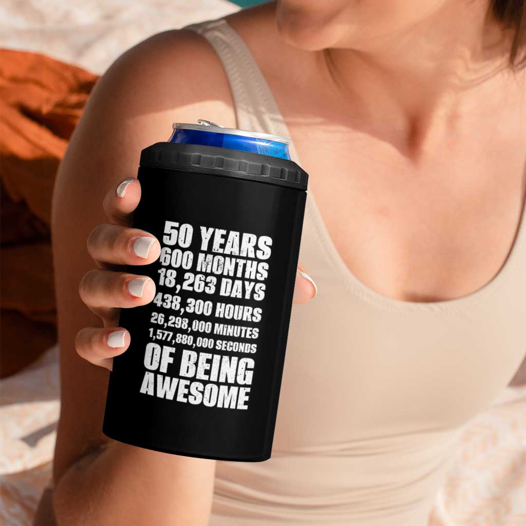 50 Years Of Being Awesome 4 in 1 Can Cooler Tumbler 50th Birthday Gift Idea