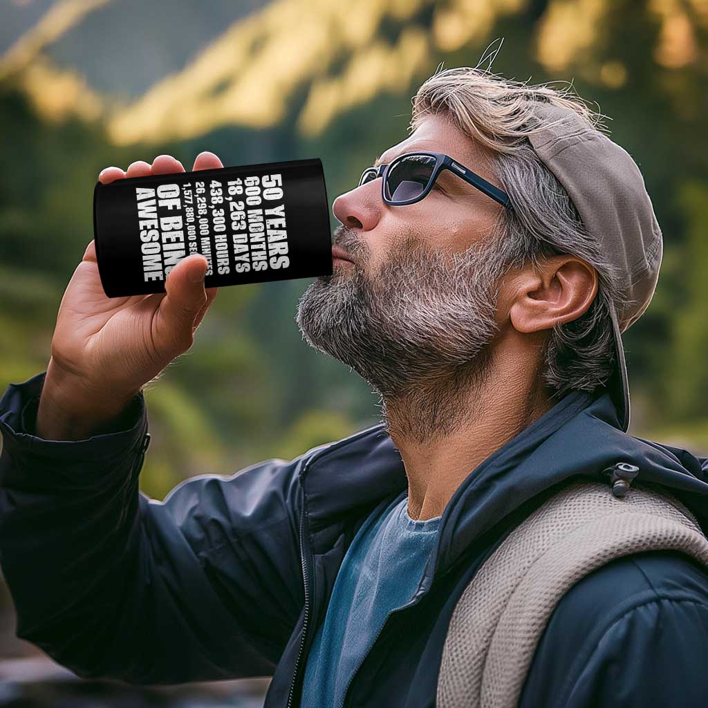 50 Years Of Being Awesome 4 in 1 Can Cooler Tumbler 50th Birthday Gift Idea