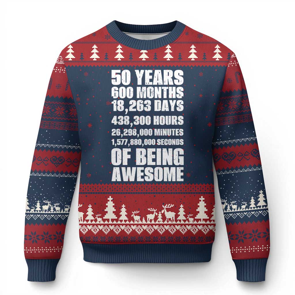 50 Years Of Being Awesome Ugly Christmas Sweater 50th Birthday Gift Idea