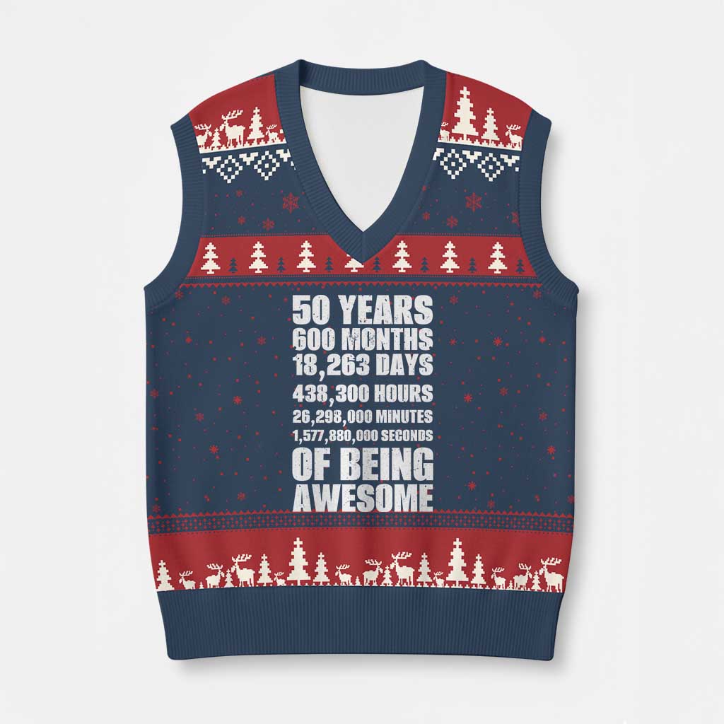 50 Years Of Being Awesome V-Neck Knit Sweater Vest 50th Birthday Gift Idea