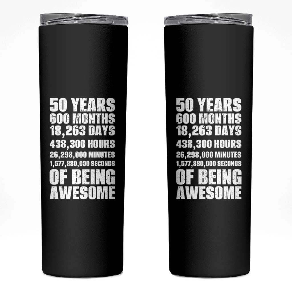 50 Years Of Being Awesome Skinny Tumbler 50th Birthday Gift Idea