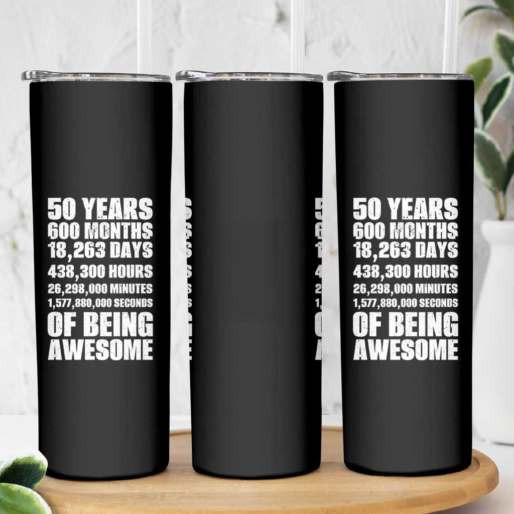 50 Years Of Being Awesome Skinny Tumbler 50th Birthday Gift Idea