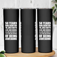 50 Years Of Being Awesome Skinny Tumbler 50th Birthday Gift Idea