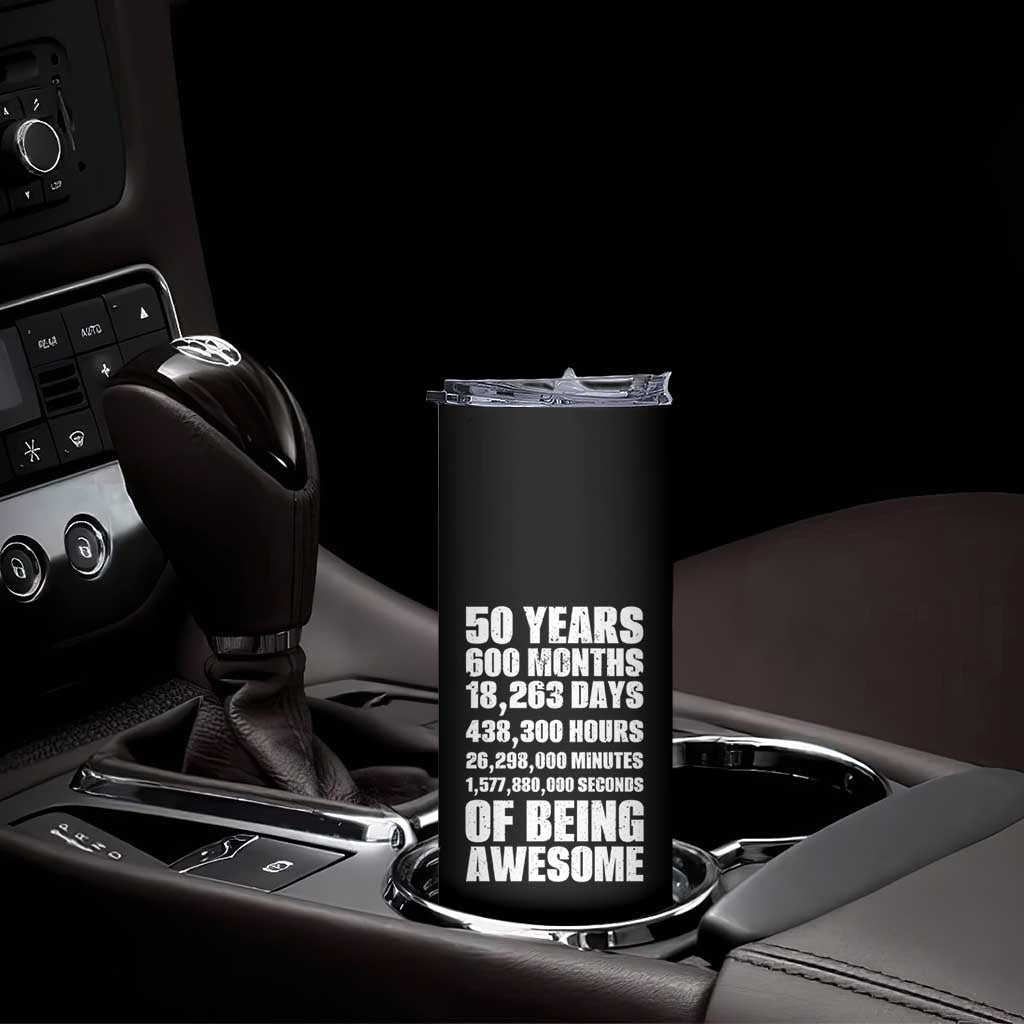 50 Years Of Being Awesome Skinny Tumbler 50th Birthday Gift Idea