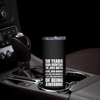 50 Years Of Being Awesome Skinny Tumbler 50th Birthday Gift Idea