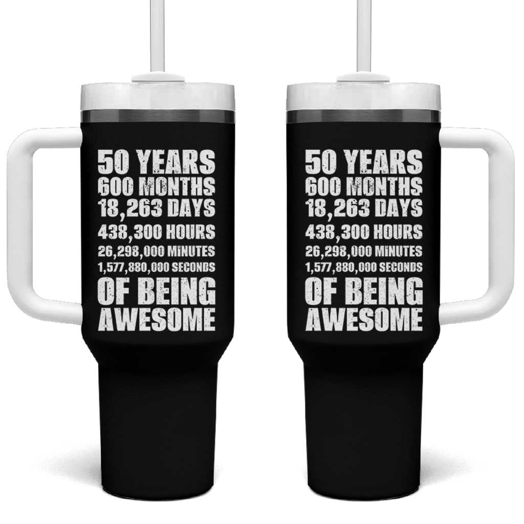 50 Years Of Being Awesome Tumbler With Handle 50th Birthday Gift Idea