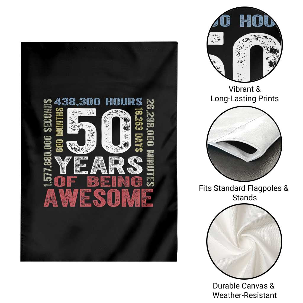 Vintage 50 Years Of Being Awesome Garden Flag 50th Birthday Legend Gift Idea