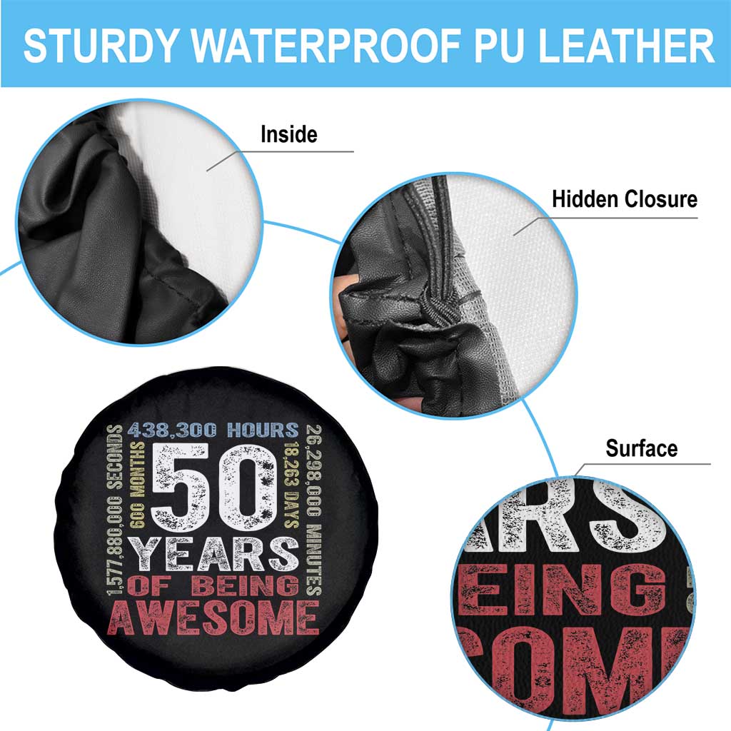 Vintage 50 Years Of Being Awesome Spare Tire Cover 50th Birthday Legend Gift Idea