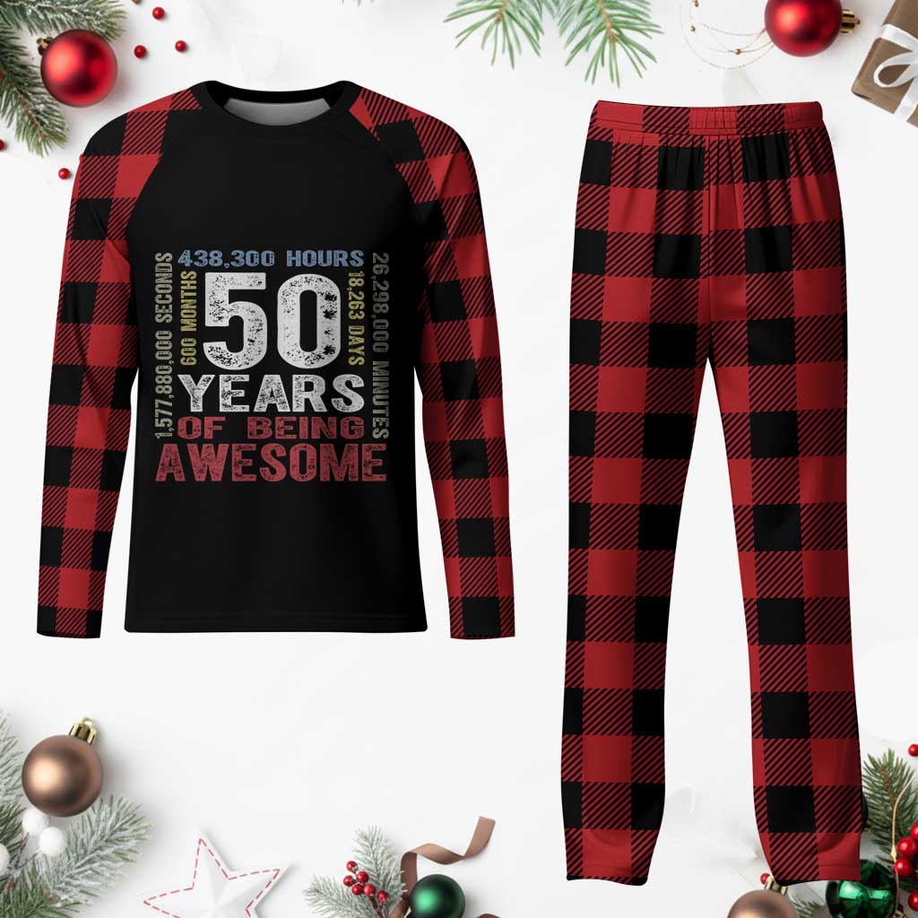 Vintage 50 Years Of Being Awesome Plaid Pajama Set 50th Birthday Legend Gift Idea