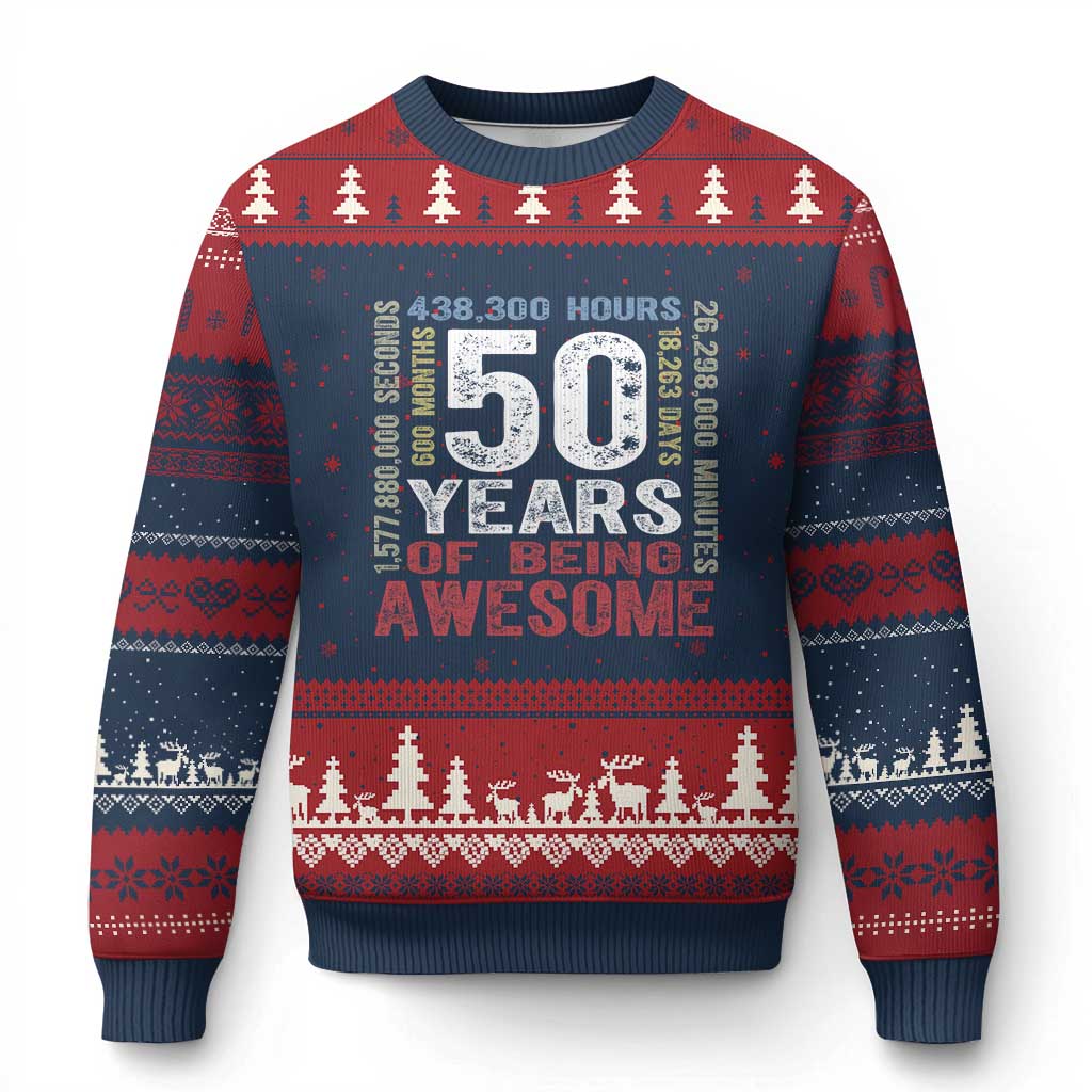 Vintage 50 Years Of Being Awesome Ugly Christmas Sweater 50th Birthday Legend Gift Idea