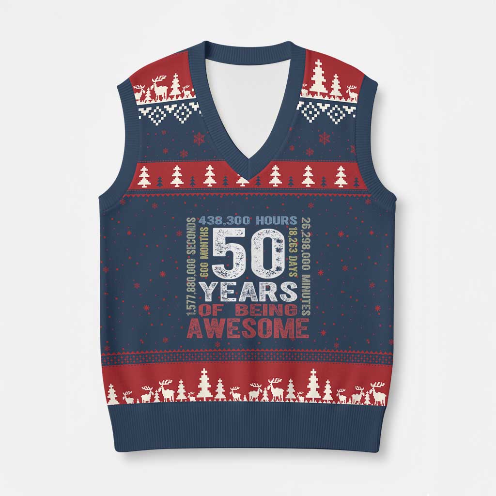 Vintage 50 Years Of Being Awesome V-Neck Knit Sweater Vest 50th Birthday Legend Gift Idea