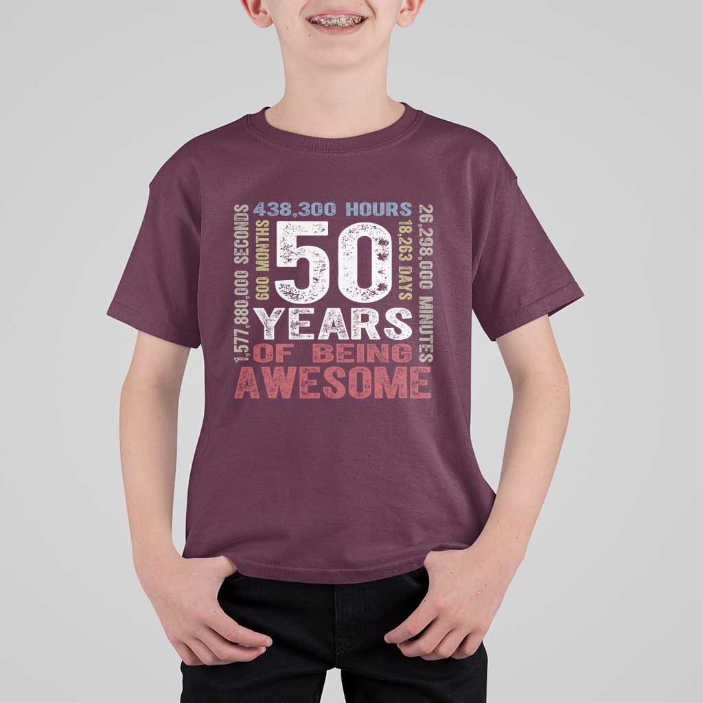 Vintage 50 Years Of Being Awesome T Shirt For Kid 50th Birthday Legend Gift Idea