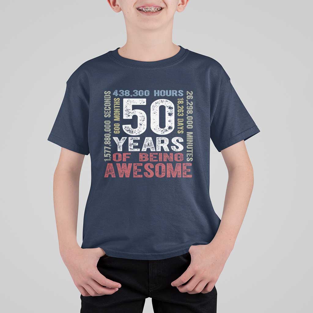 Vintage 50 Years Of Being Awesome T Shirt For Kid 50th Birthday Legend Gift Idea