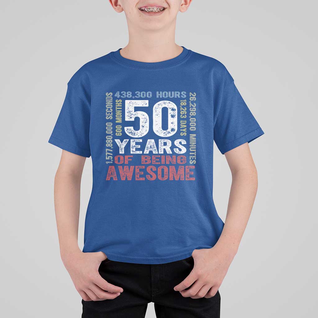 Vintage 50 Years Of Being Awesome T Shirt For Kid 50th Birthday Legend Gift Idea