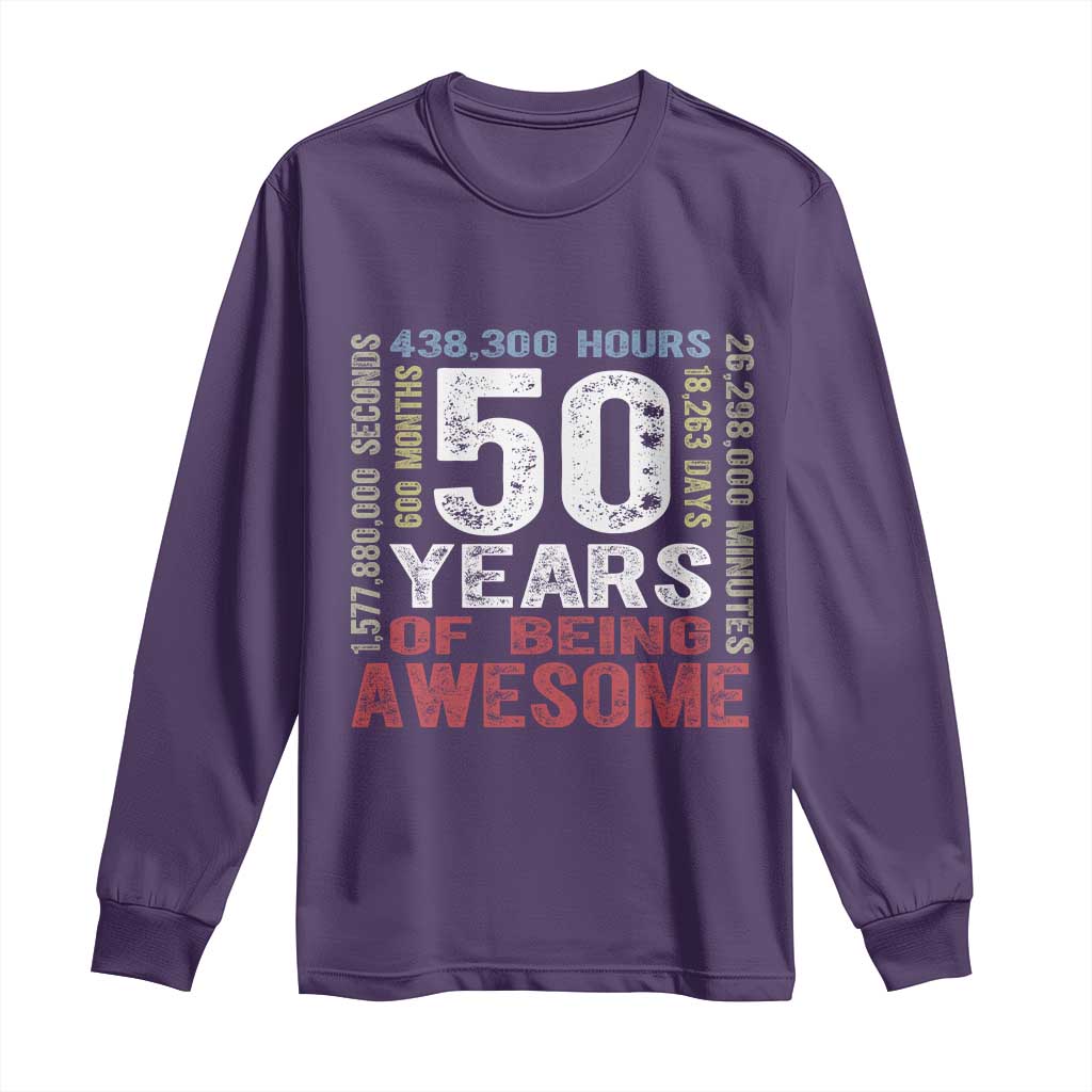 Vintage 50 Years Of Being Awesome Long Sleeve Shirt 50th Birthday Legend Gift Idea