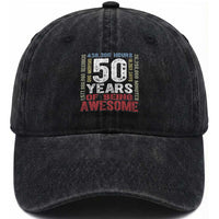 Vintage 50 Years Of Being Awesome Washed Cotton Baseball Cap 50th Birthday Legend Gift Idea