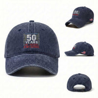 Vintage 50 Years Of Being Awesome Washed Cotton Baseball Cap 50th Birthday Legend Gift Idea