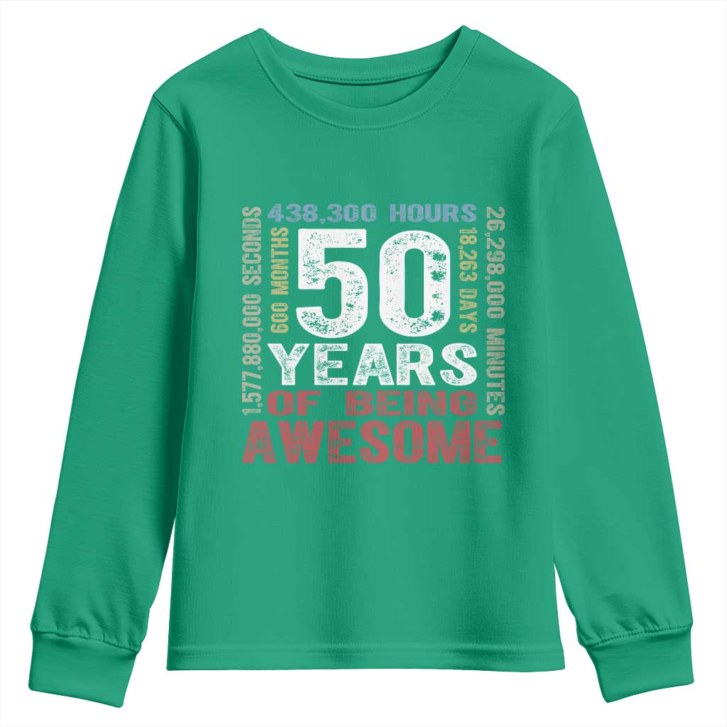Vintage 50 Years Of Being Awesome Youth Sweatshirt 50th Birthday Legend Gift Idea