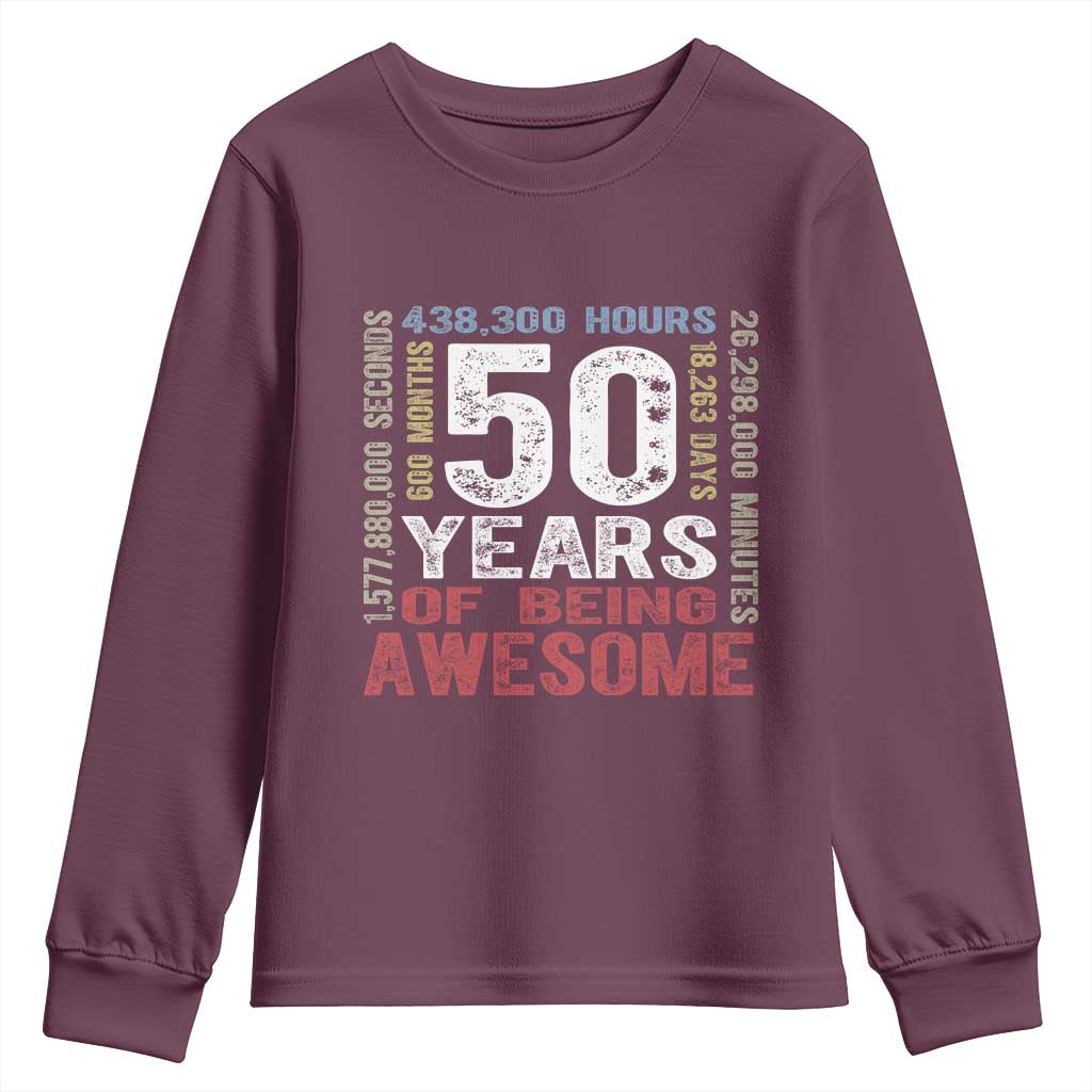Vintage 50 Years Of Being Awesome Youth Sweatshirt 50th Birthday Legend Gift Idea