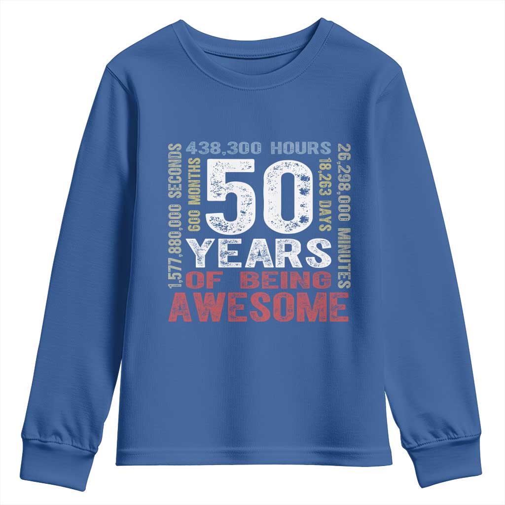 Vintage 50 Years Of Being Awesome Youth Sweatshirt 50th Birthday Legend Gift Idea