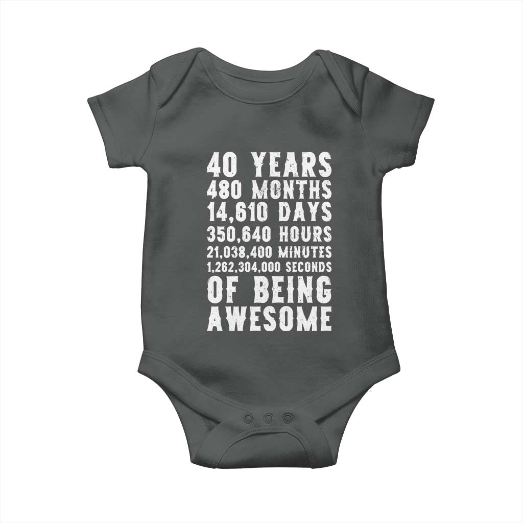 40 Years of Being Awesome Baby Onesie Vintage 1986 Fortieth Birthday Graphic