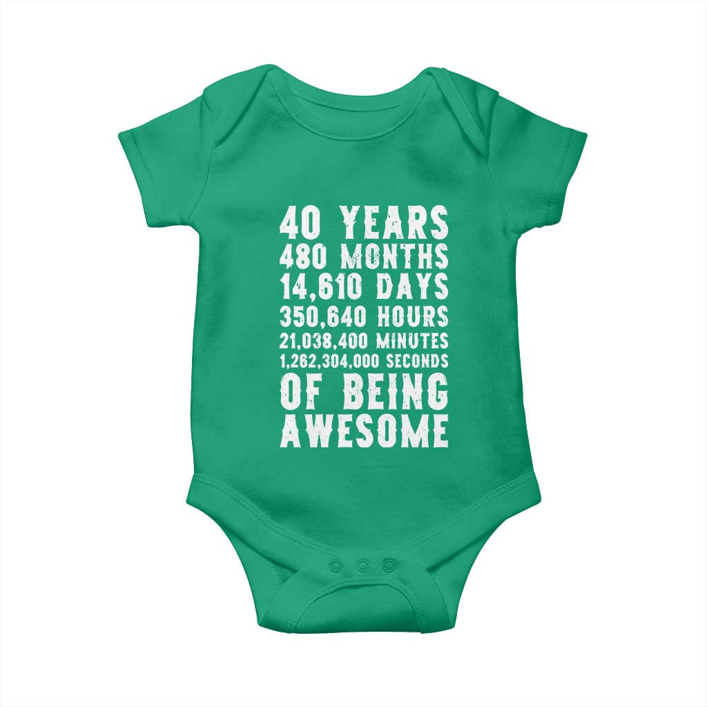 40 Years of Being Awesome Baby Onesie Vintage 1986 Fortieth Birthday Graphic
