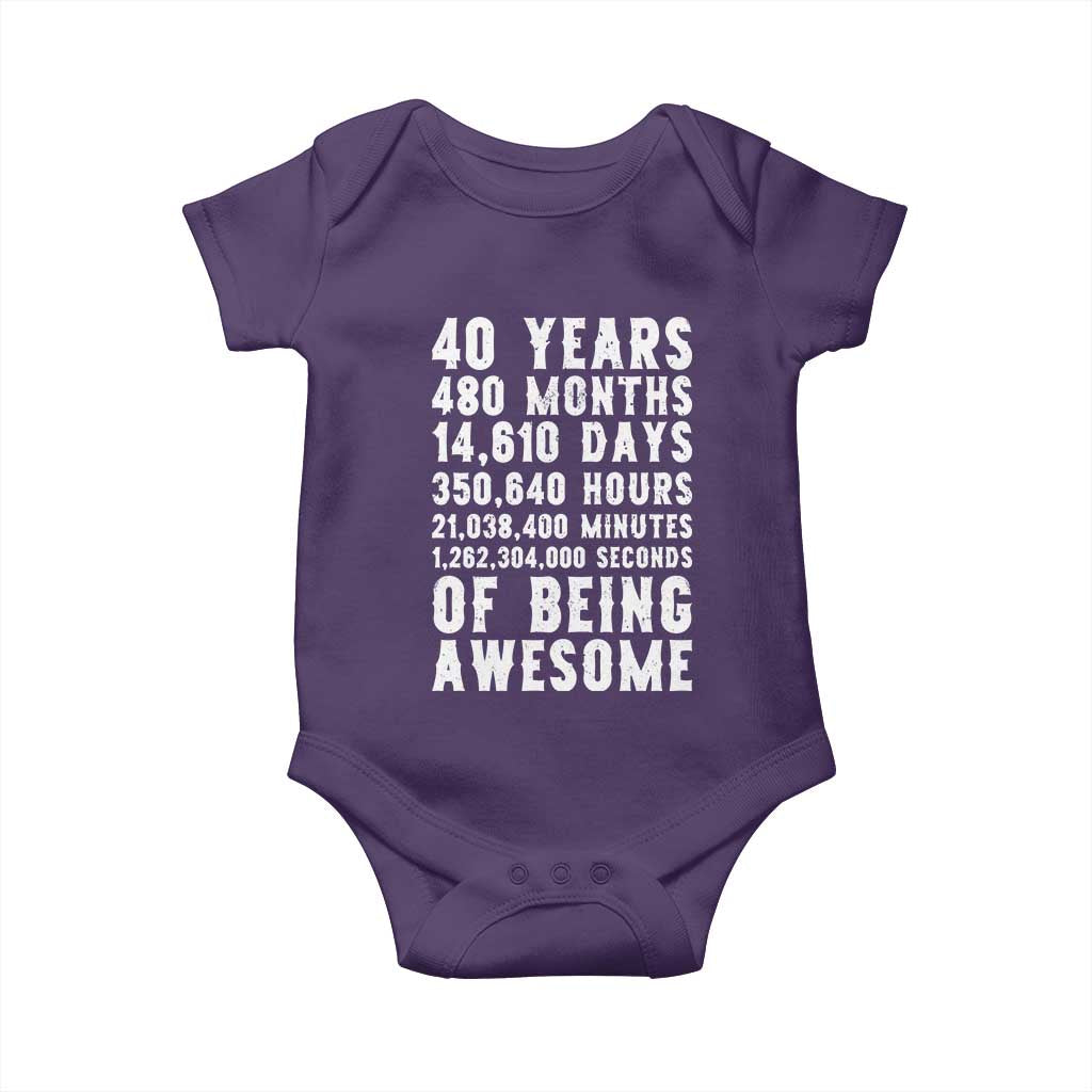 40 Years of Being Awesome Baby Onesie Vintage 1986 Fortieth Birthday Graphic