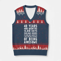 40 Years of Being Awesome V-Neck Knit Sweater Vest Vintage 1986 Fortieth Birthday Graphic